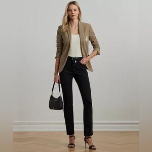 Ralph Lauren Black Classic Straight Jeans Size 16 Denim Laid Back Luxury Pants